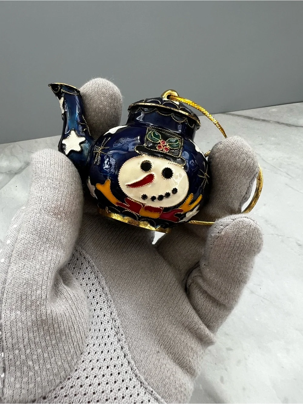 Snowman Teapot Christmas Tree Ornament